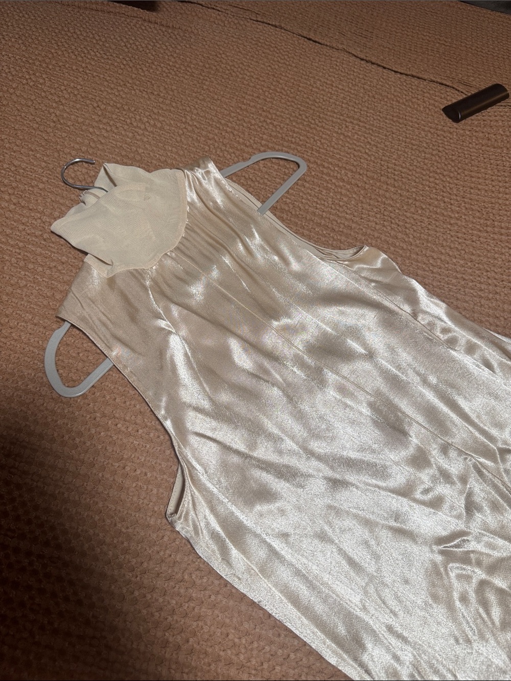 Silky High-Neck Slip Dress in Gold - Picture 2 of 4